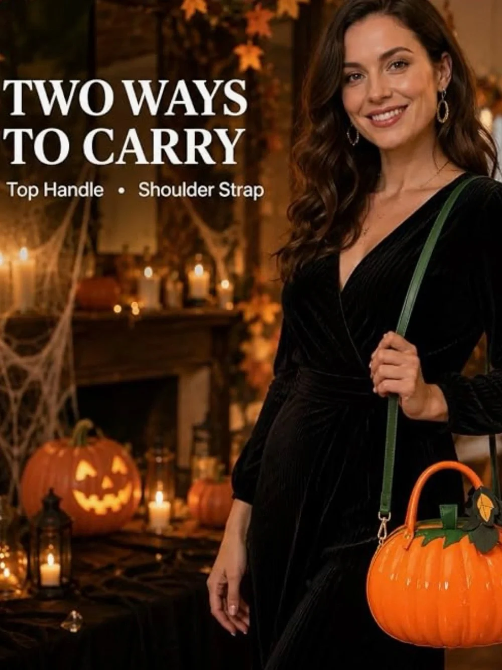 Pumpkin Crossbody Bag with Strap - 3D Glossy